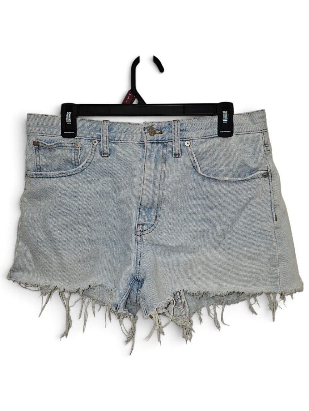 Madewell, Light Blue Distressed Frayed Hem Denim Shorts, Size 28